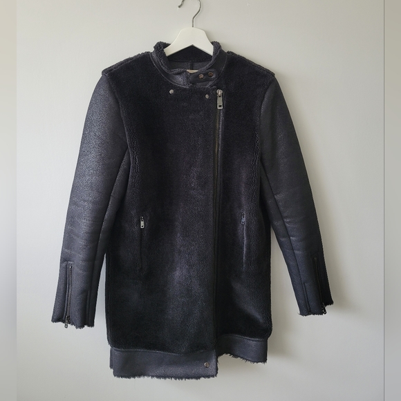 ZARA Faux Fur Teddy Mid-Length Jacket - Picture 1 of 8